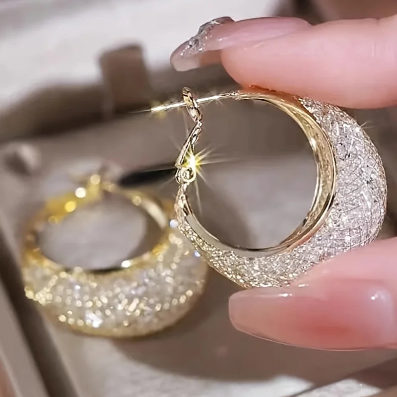 Exaggerate Shiny Mesh Design Hoop Earrings