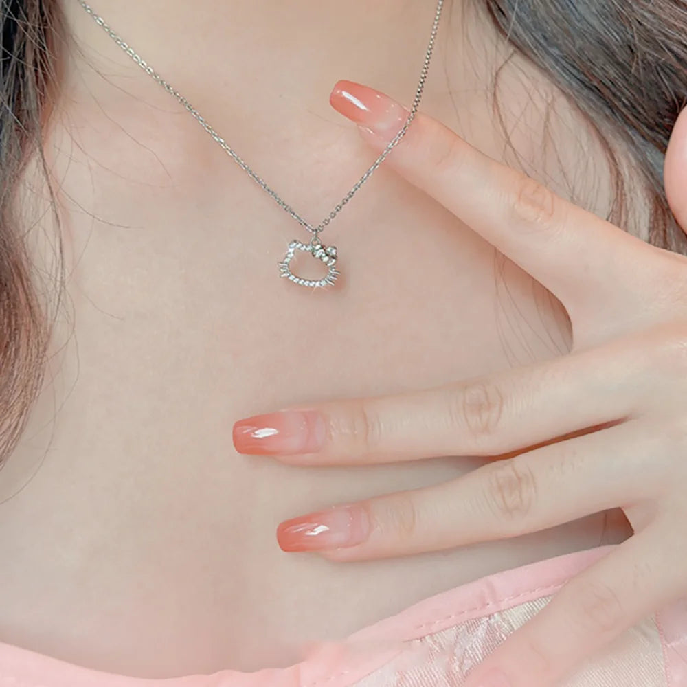 Kawaii Sanrio Necklace Cute Anime Characters Hello Kitty Openwork Design Ring