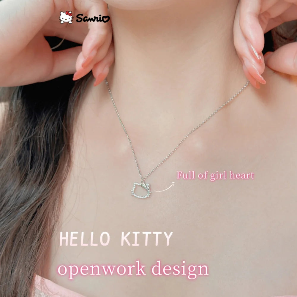 Kawaii Sanrio Necklace Cute Anime Characters Hello Kitty Openwork Design Ring