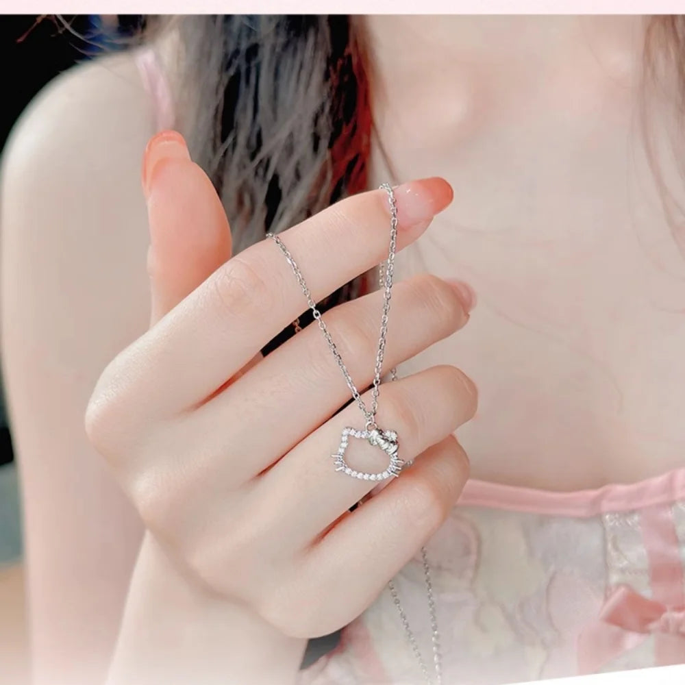 Kawaii Sanrio Necklace Cute Anime Characters Hello Kitty Openwork Design Ring