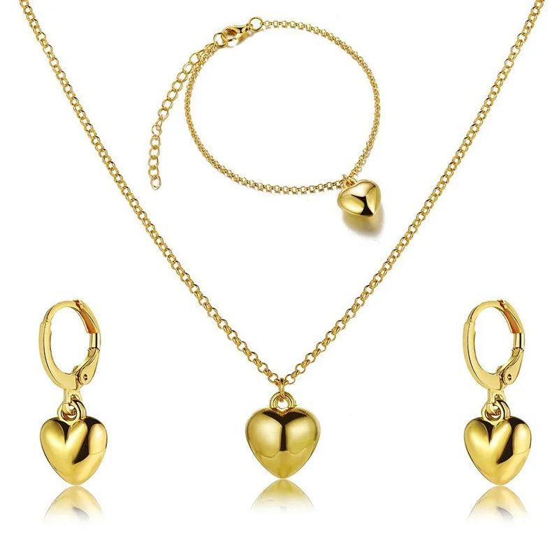 3 Pcs Round Pearl Jewelry Set Of Earring Pendant Necklace