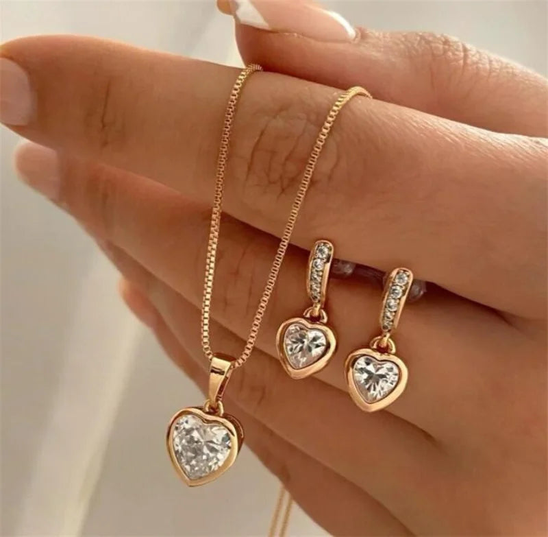 3 Pcs Round Pearl Jewelry Set Of Earring Pendant Necklace